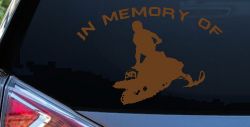 In Memory Of Snowmobile Moto Sports Car or Truck Window Vinyl Decal Sticker (Copper)