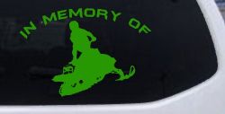 In Memory Of Snowmobile Moto Sports Car or Truck Window Vinyl Decal Sticker (Lime)