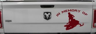 In Memory Of Snowmobile Moto Sports Car or Truck Window Decal Sticker (Purple Red)