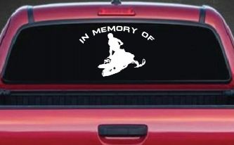 In Memory Of Snowmobile Moto Sports Car or Truck Window Decal Sticker