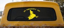 In Memory Of Snowmobile Moto Sports Car or Truck Window Vinyl Decal Sticker (Yellow)