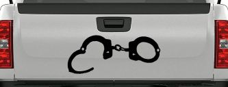 Handcuffs Car or Truck Window Decal Sticker (Matte Black)
