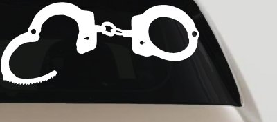 Handcuffs Car or Truck Window Vinyl Decal Sticker (White)