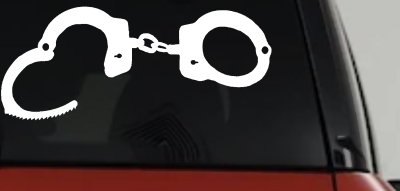 Handcuffs Car or Truck Window Vinyl Decal Sticker (White)