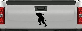 Soldier Silhouette Military Car or Truck Window Decal Sticker (Black)
