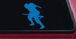 Soldier Silhouette Military Car or Truck Window Vinyl Decal Sticker (Sky Blue)