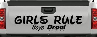 Girls Rule Boys Drool Funny Car or Truck Window Decal Sticker (Black)