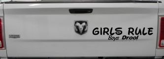Girls Rule Boys Drool Funny Car or Truck Window Decal Sticker (Matte Black)