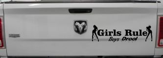Girls Rule Boys Drool Good and Bad Girls Car or Truck Window Decal Sticker (Black)
