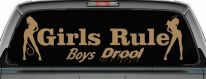 Girls Rule Boys Drool Good and Bad Girls Car or Truck Window Decal Sticker (Light Brown)