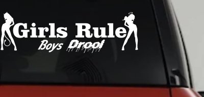 Girls Rule Boys Drool Good and Bad Girls Car or Truck Window Vinyl Decal Sticker