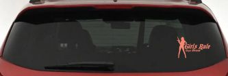 Girls Rule Boys Drool Machine Gun Girl Car or Truck Window Decal Sticker (Coral)