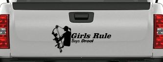 Girls Rule Boys Drool Bow Girl Car or Truck Window Decal Sticker (Black)