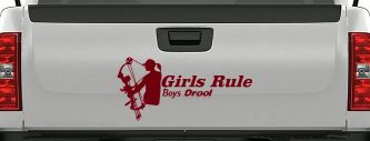 Girls Rule Boys Drool Bow Girl Car or Truck Window Vinyl Decal Sticker (Burgundy)
