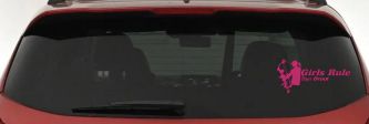 Girls Rule Boys Drool Bow Girl Car or Truck Window Decal Sticker (Hot Pink)