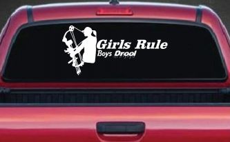 Girls Rule Boys Drool Bow Girl Car or Truck Window Decal Sticker