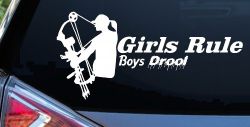 Girls Rule Boys Drool Bow Girl Car or Truck Window Decal Sticker