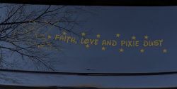 Faith Love And Pixie Dust Tinkerbell Tinker Bell Car or Truck Window Decal Sticker (Gold)