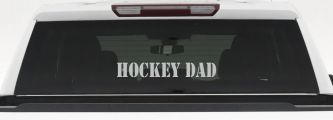 Hockey Dad Sports Car or Truck Window Decal Sticker (Light Gray)