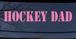 Hockey Dad Sports Car or Truck Window Decal Sticker (Pink)