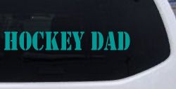 Hockey Dad Sports Car or Truck Window Decal Sticker (Turquoise)
