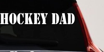 Hockey Dad Sports Car or Truck Window Vinyl Decal Sticker (White)