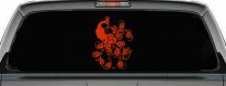 Peacock Swirl Feathers Car or Truck Window Vinyl Decal Sticker (Orange Red)