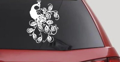 Peacock Swirl Feathers Car or Truck Window Vinyl Decal Sticker