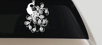 Peacock Swirl Feathers Car or Truck Window Vinyl Decal Sticker