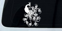Peacock Swirl Feathers Car or Truck Window Decal Sticker