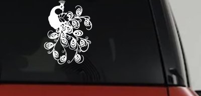 Peacock Swirl Feathers Car or Truck Window Vinyl Decal Sticker