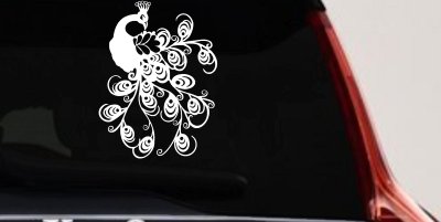 Peacock Swirl Feathers Car or Truck Window Vinyl Decal Sticker