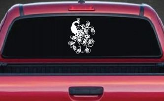 Peacock Swirl Feathers Car or Truck Window Decal Sticker