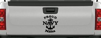 Proud Navy Nana Anchor Military Car or Truck Window Decal Sticker (Black)