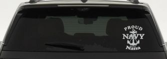 Proud Navy Nana Anchor Military Car or Truck Window Decal Sticker (Light Gray)