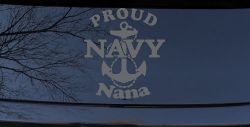 Proud Navy Nana Anchor Military Car or Truck Window Decal Sticker (Silver)
