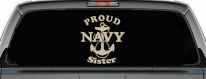 Proud Navy Sister Anchor Military Car or Truck Window Vinyl Decal Sticker (Desert Sand)