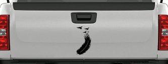 Feather Turning Into Birds Car or Truck Window Decal Sticker (Black)