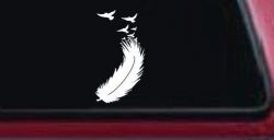 Feather Turning Into Birds Car or Truck Window Decal Sticker