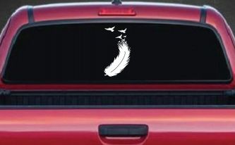 Feather Turning Into Birds Car or Truck Window Decal Sticker