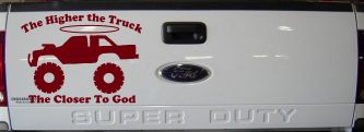 The Higher The Truck The Closer To God Christian Off Road Car or Truck Window Vinyl Decal Sticker (Burgundy)
