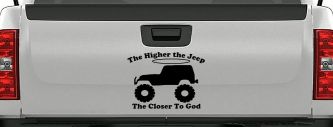 Higher The Jeep Closer To God Off Road Car or Truck Window Decal Sticker (Black)