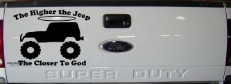 Higher The Jeep Closer To God Off Road Car or Truck Window Decal Sticker (Black)