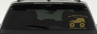 Higher The Jeep Closer To God Off Road Car or Truck Window Vinyl Decal Sticker (Gold)