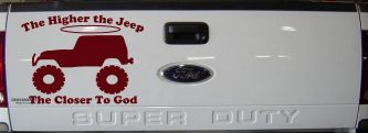Higher The Jeep Closer To God Off Road Car or Truck Window Decal Sticker (Purple Red)