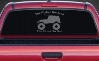 Higher The Jeep Closer To God Off Road Car or Truck Window Decal Sticker (Silver)