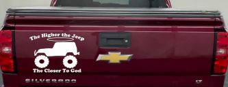 Higher The Jeep Closer To God Off Road Car or Truck Window Decal Sticker (White)