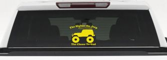 Higher The Jeep Closer To God Off Road Car or Truck Window Decal Sticker (Yellow)