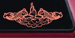 Submarine Service Dolphins Military Car or Truck Window Decal Sticker (Coral)