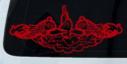 Submarine Service Dolphins Military Car or Truck Window Decal Sticker (Red)